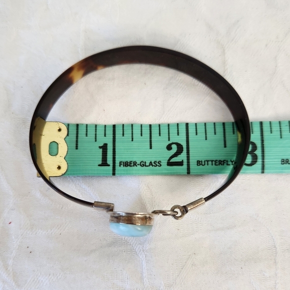 Sterling Silver Larimar Shell Bracelet - Picture 7 of 14